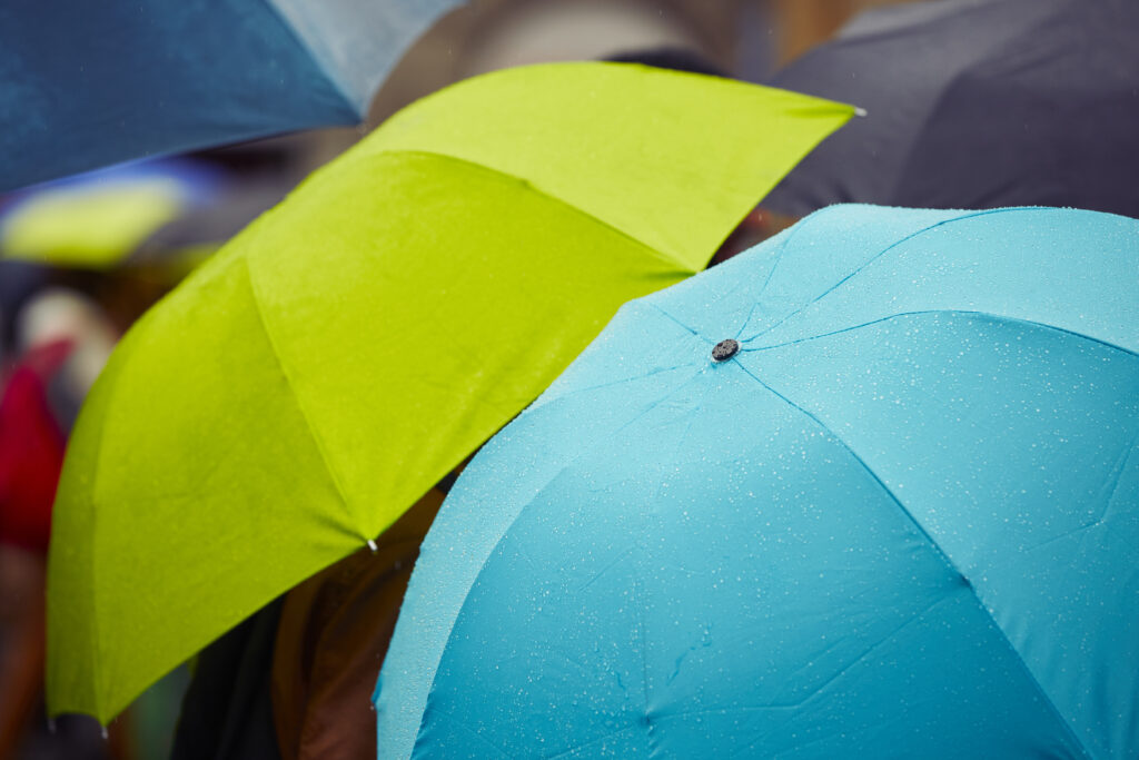 レディースの雨傘の使用写真